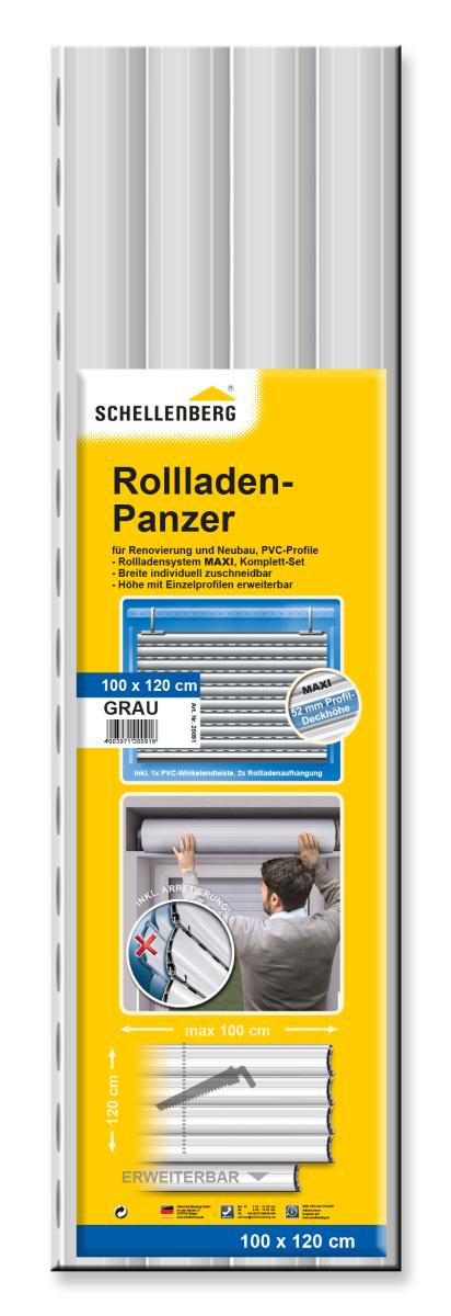 Rollladenpanzer-Komplett-Set MAXI, 100 x 120 cm, grau